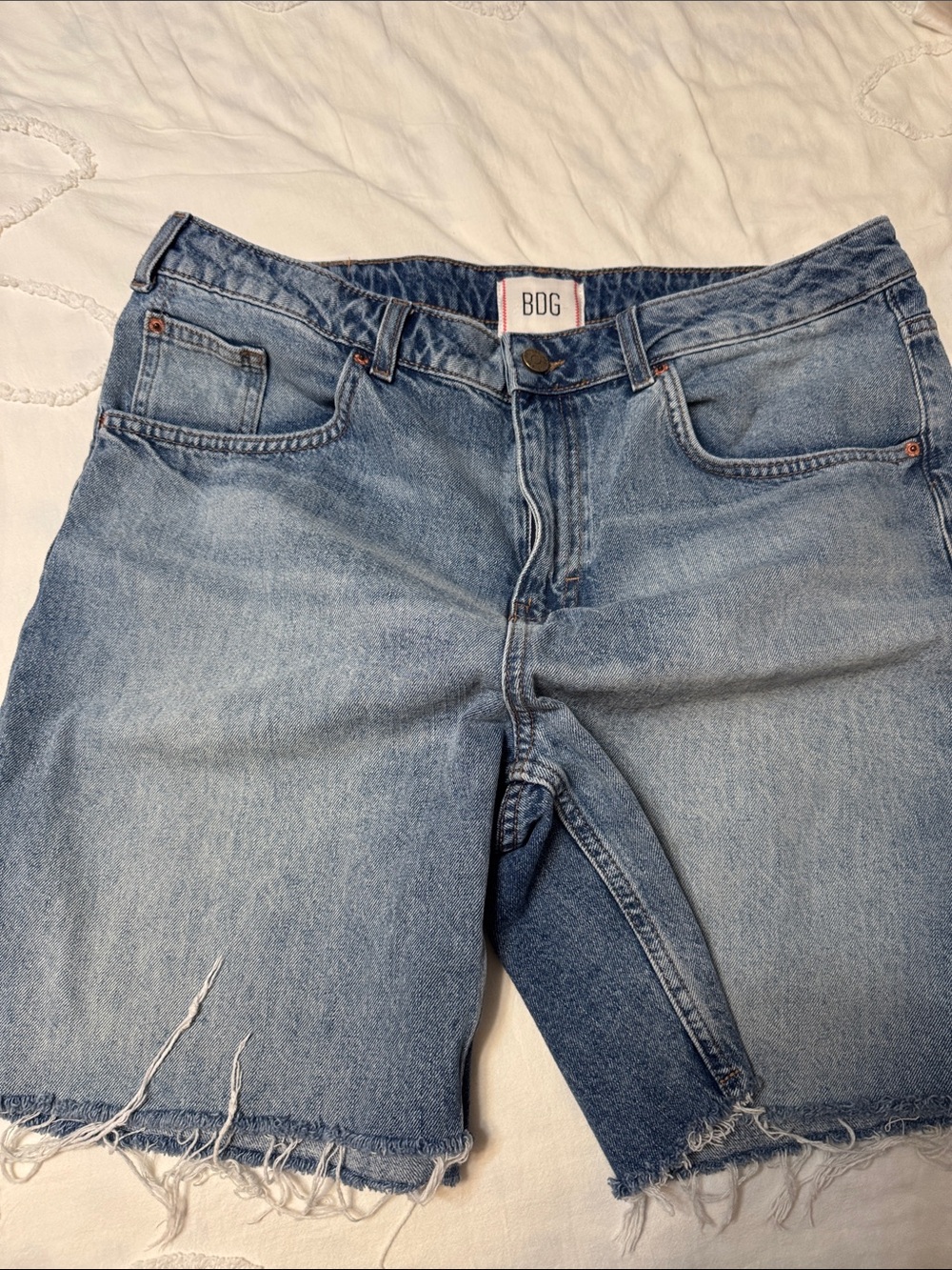 BDG Men's Washed Blue Denim Shorts